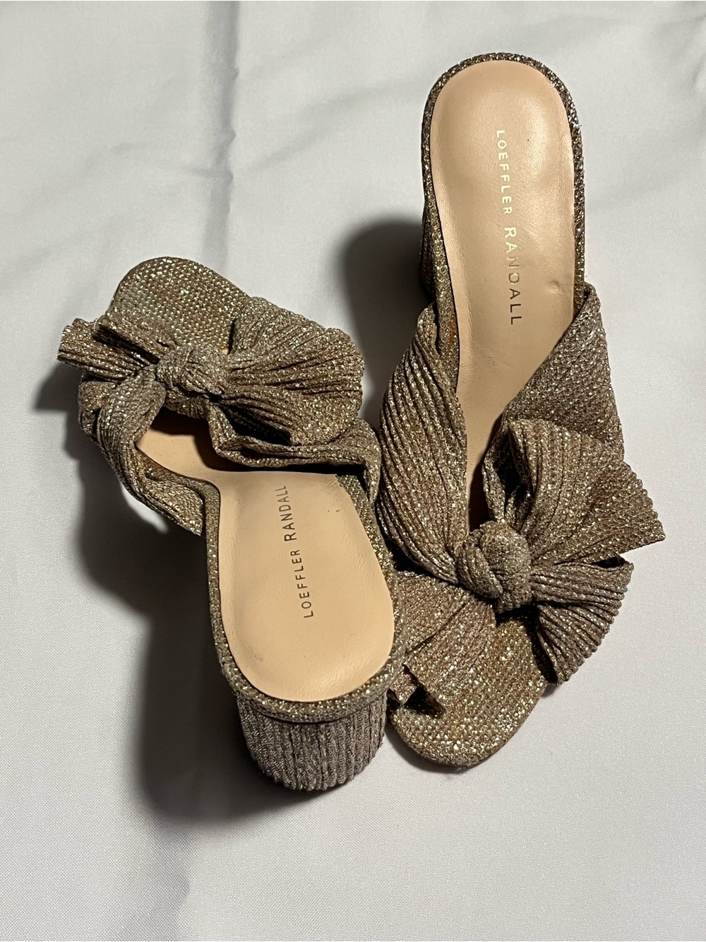 Loeffler Randall Metallic Knotted Block Heel Mules - Gold - Picture 7 of 12